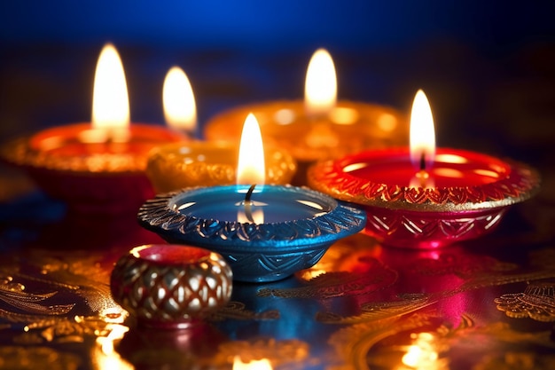 A close up of a lit candle with the word diwali on it