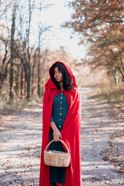 Photo close up on little red riding hood