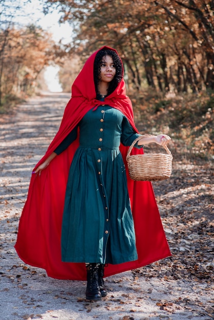 Photo close up on little red riding hood