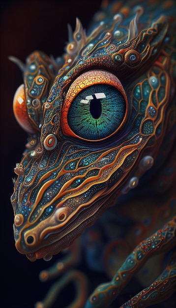 A close up of lizard eye looking at the camera generative ai