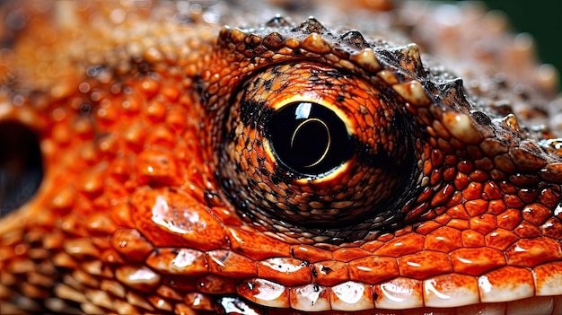 a close up of a lizard's eye