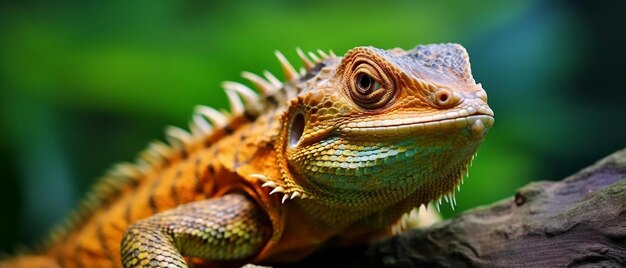 A close up of a lizard on a tree branch