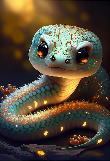 Close up of a lizard with glowing eyes generative ai