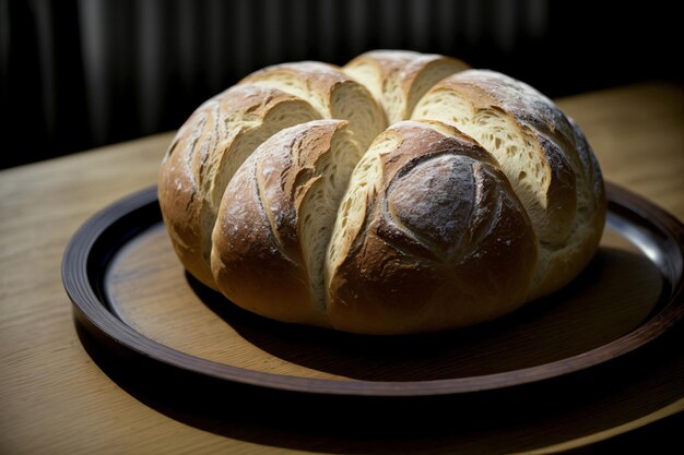 A Close Up Of A Loaf Of Bread On A Plate