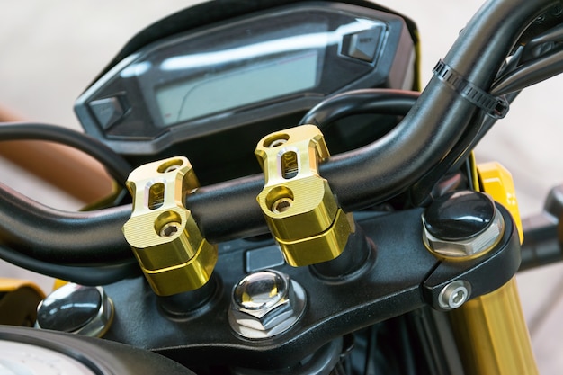 Close up at the locking handle of the motorcycle