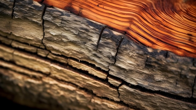 A close up of a log