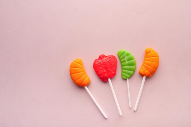 Close up of lollipop candy on table