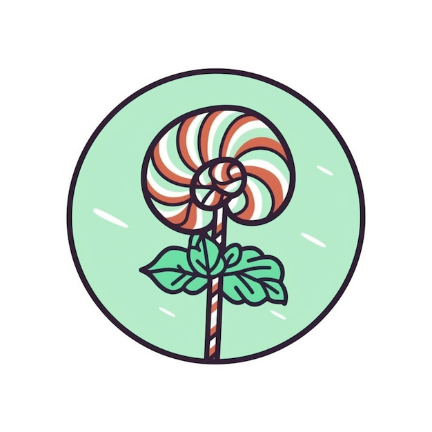 Photo a close up of a lollipop with a leaf in a circle generative ai