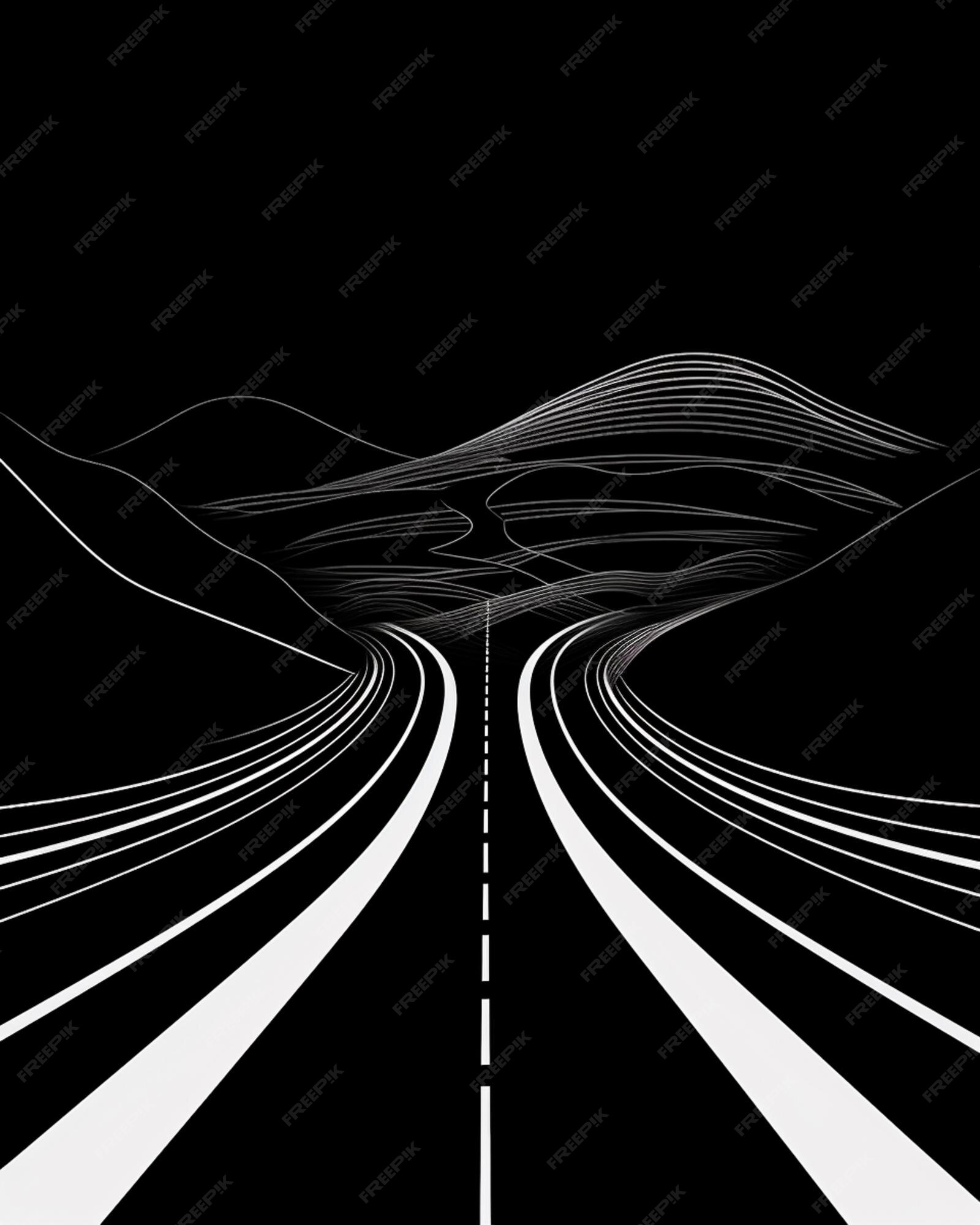 Premium AI Image | A close up of a long road with a mountain in the