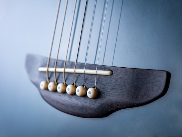 Close up look of a saddle guitar