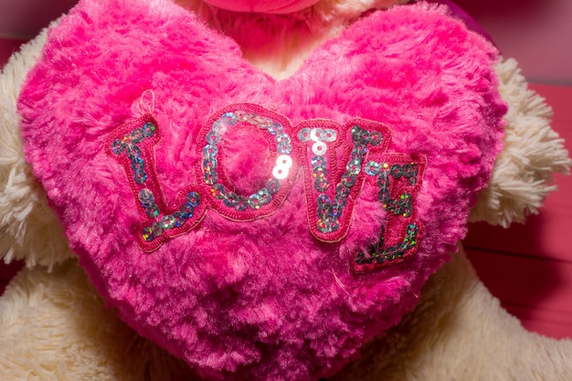 Photo close-up of love text on toy