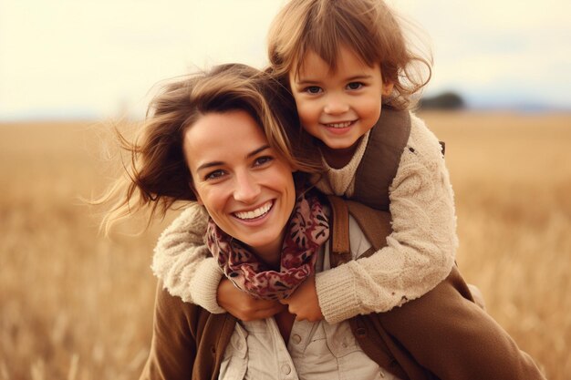 Close up of a lovely mother and her son having fun outdoor