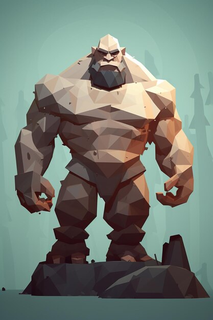 Photo a close up of a low polygonal gorilla standing on a rock generative ai