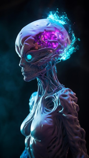 Close up luminescent alien creature cosmic photography image AI generated art