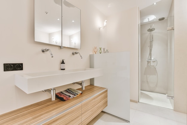 Close up of luxury faucet in an elegant bathroom