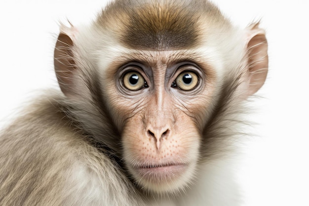 Close up of Macaque white background Generative AI AIG16