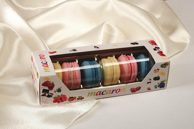 Close-up of macarons cakes of different colors