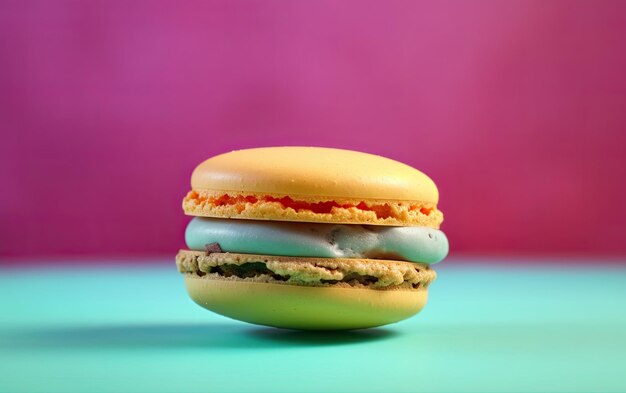 A close up macarons on a pastel background sweet dessert bakery food ai generated