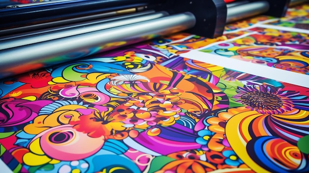 a close up of a machine cutting a colorful design on a sheet of paper generative ai