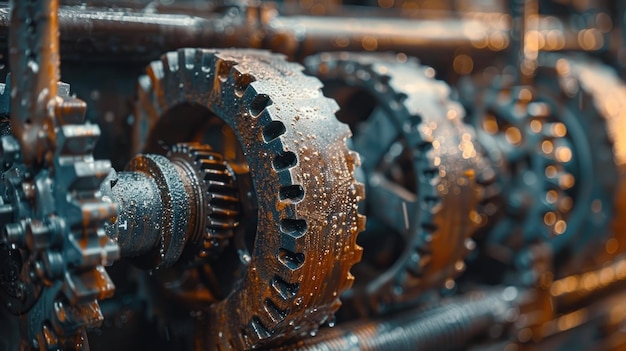 Photo close up of machine gears