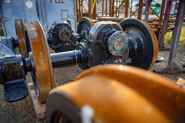 Close-up of machine part train