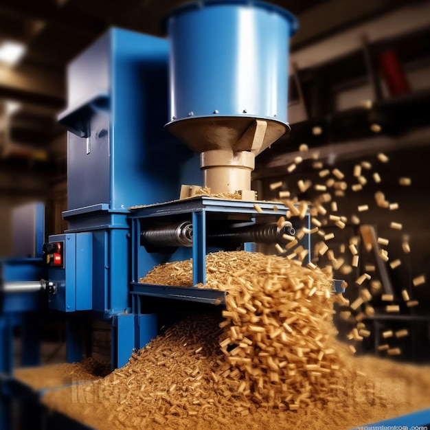 A close up of a machine that is making wood chips generative ai