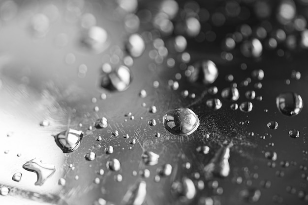 Close-up macro drops on silver surface, water drop, texture, background