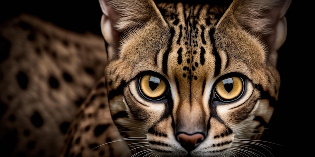 Close up macro shot of ocelot eyes Generative Ai