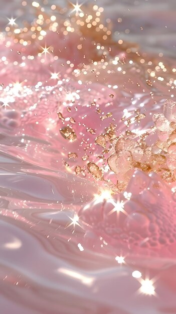 Photo a close up of a magenta and gold patterned background with sparkles