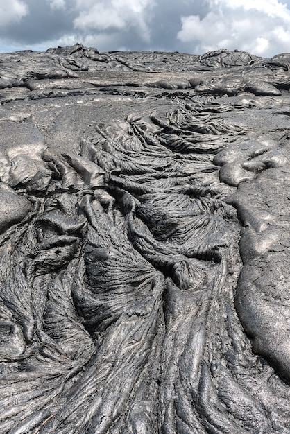 Foto close-up magma in lava veld hawaii vulkanen nationaal park