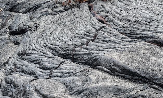 Close up magma in lava field Hawaii volcanoes National Park 