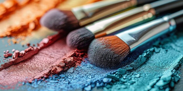 Close Up of a Makeup Brush on Colorful Palette