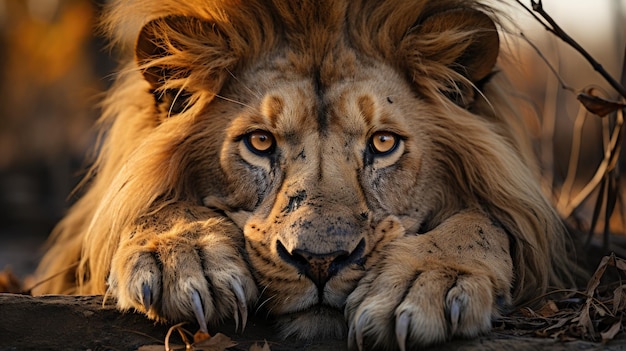 Close up of a male lion in the Kruger National Park South Africa