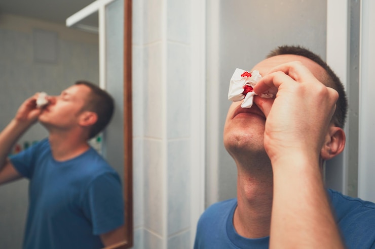 Photo close-up of man bleeding