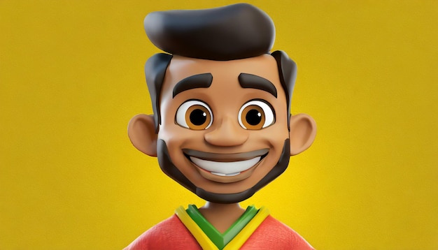 Photo close up on man cartoon character smiling