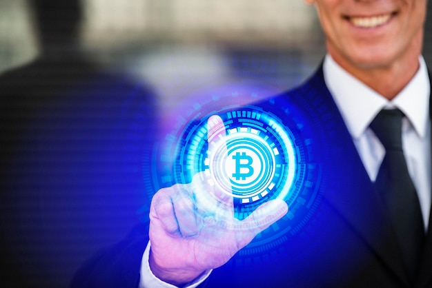 close up man cryptocurrency concept