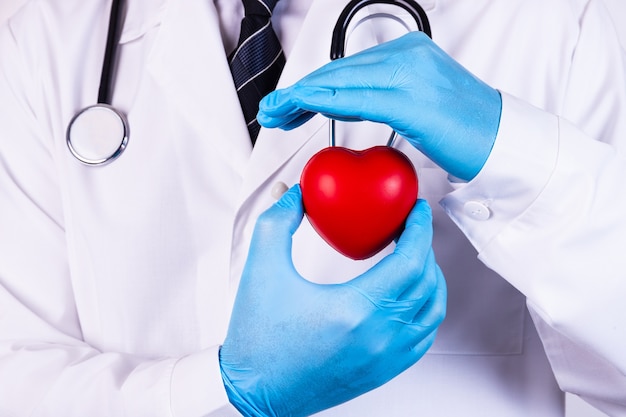 Close up of man hands with heart