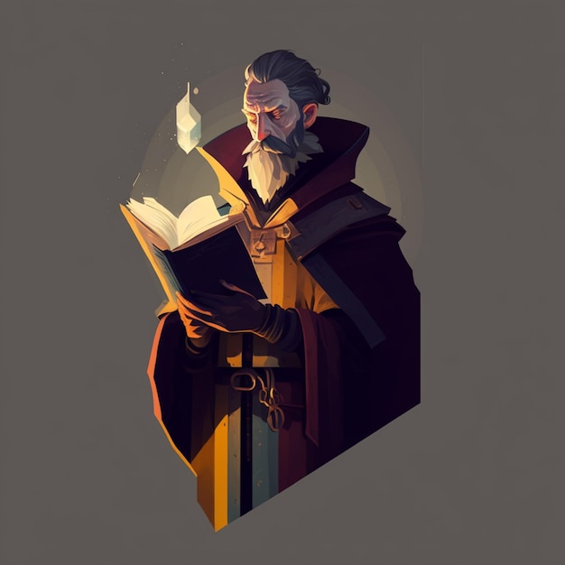 a close up of a man holding a book and a candle generative ai