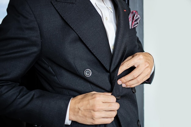 Photo close-up of man holding umbrella