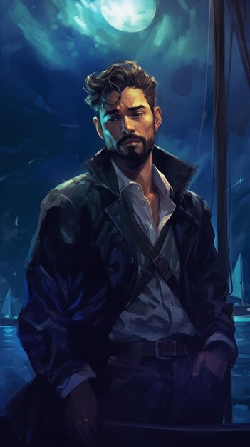 A close up of a man in a jacket on a boat generative ai