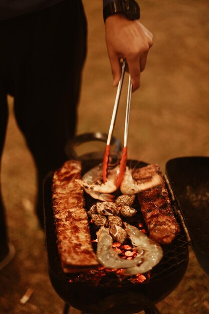 Photo close-up of man preparing food