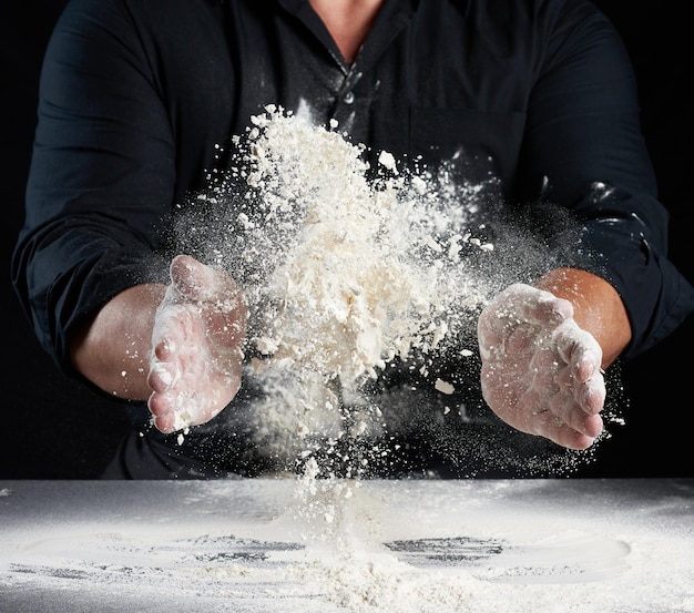close-up of man preparing food
