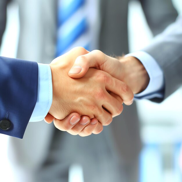 Photo a close up of a man shaking hands with business partner in a suit to negotiations or join business