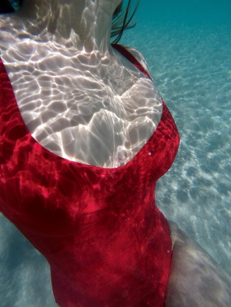 Close-up of man swimming in pool