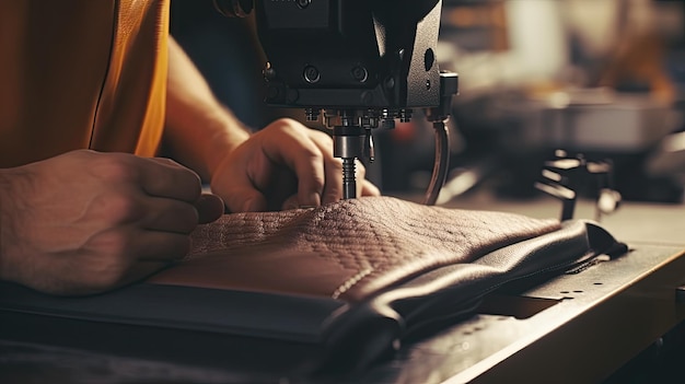 close up a man taylor sewing