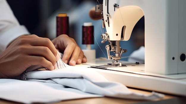 close up a man taylor sewing