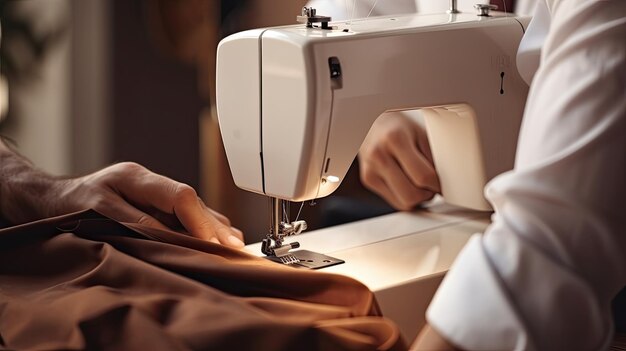 close up a man taylor sewing