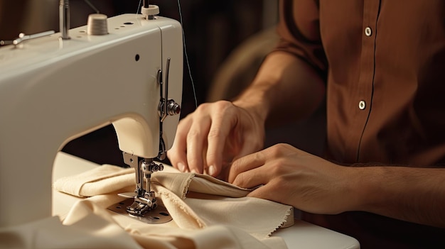 close up a man taylor sewing
