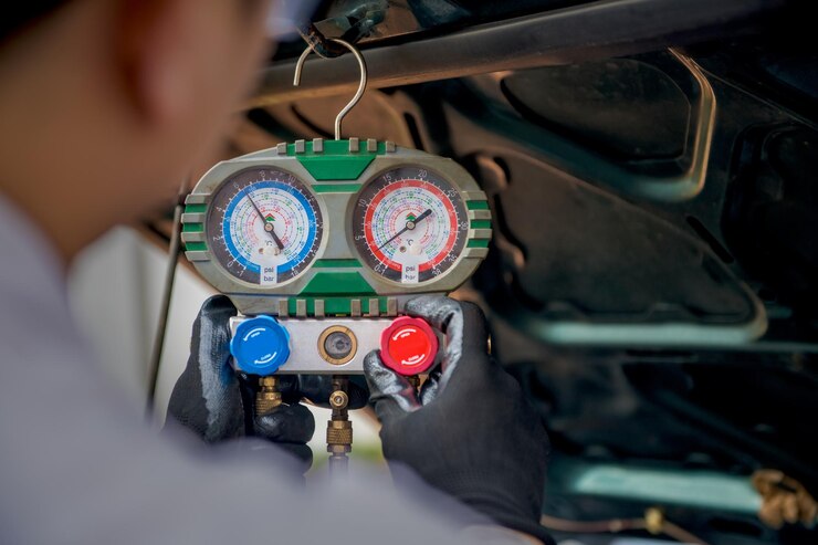 Photo close-up of man using equipment in car