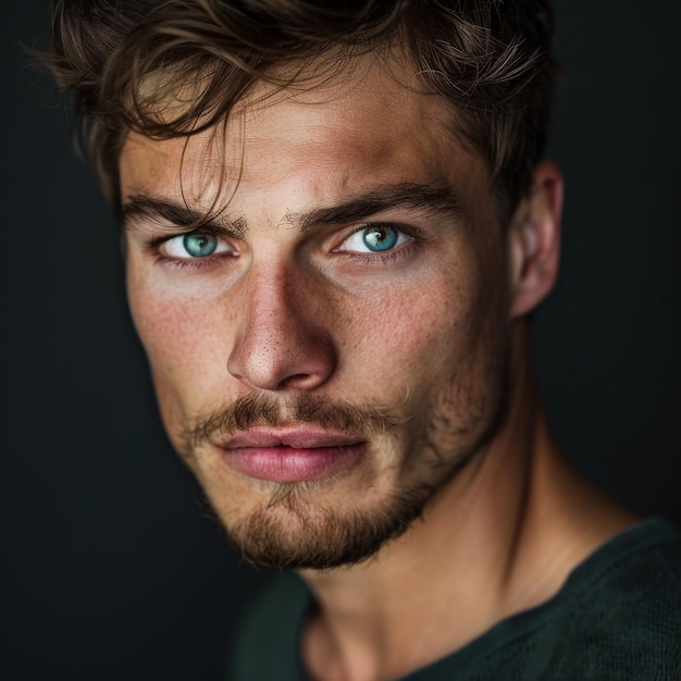 Photo close up of a man with blue eyes